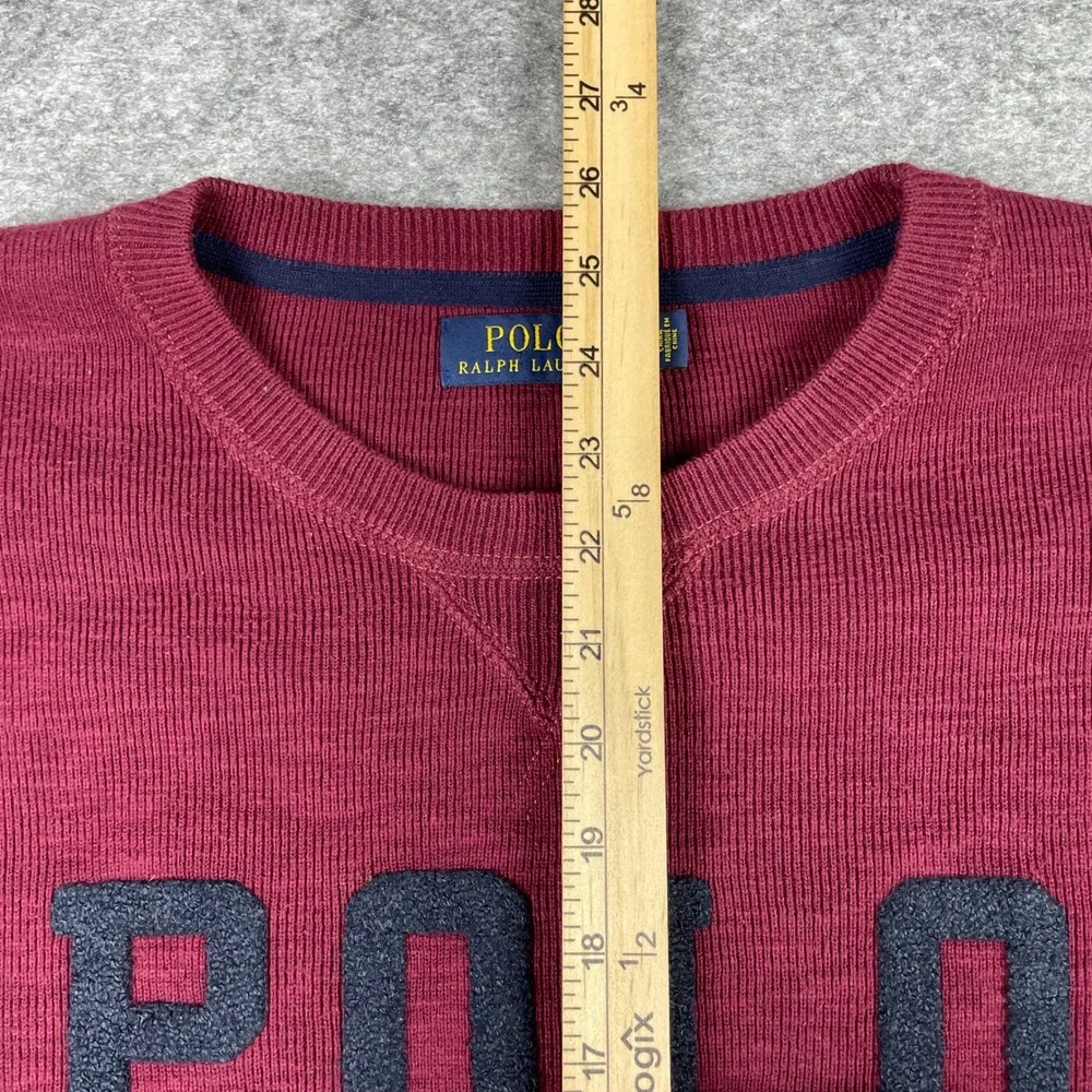 Polo Ralph Lauren Sweatshirt Mens L Burgundy 1967 Athl Dept Ribbed Crew Neck